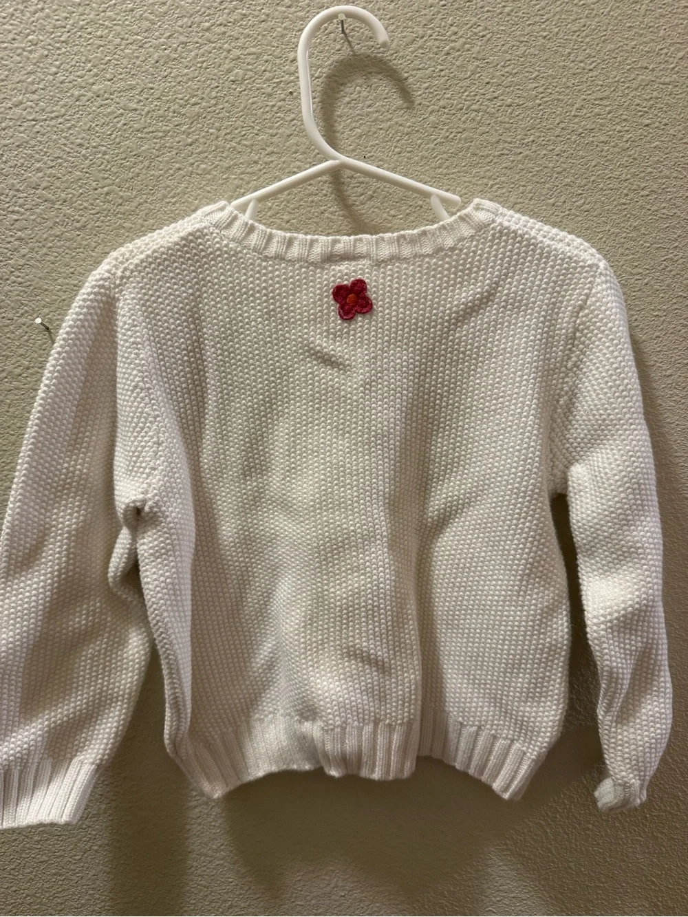 Gymboree White Knit Cardigan with Colorful Flower Appliques